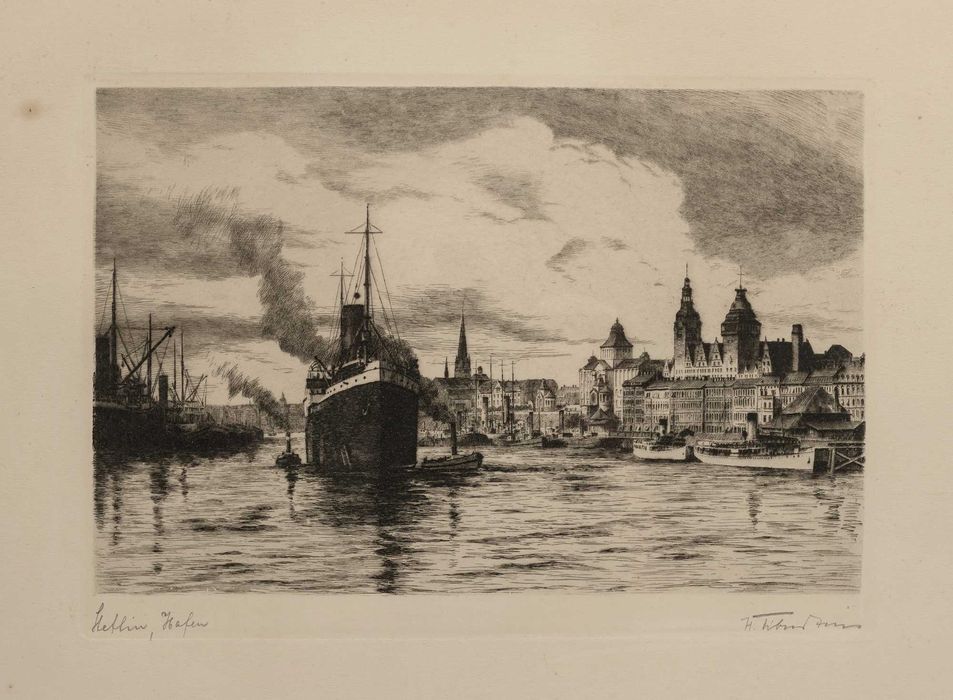 Hans Tiburtius, "Stettin, Hafen" ("Szczecin, Port"). Dedykacja.