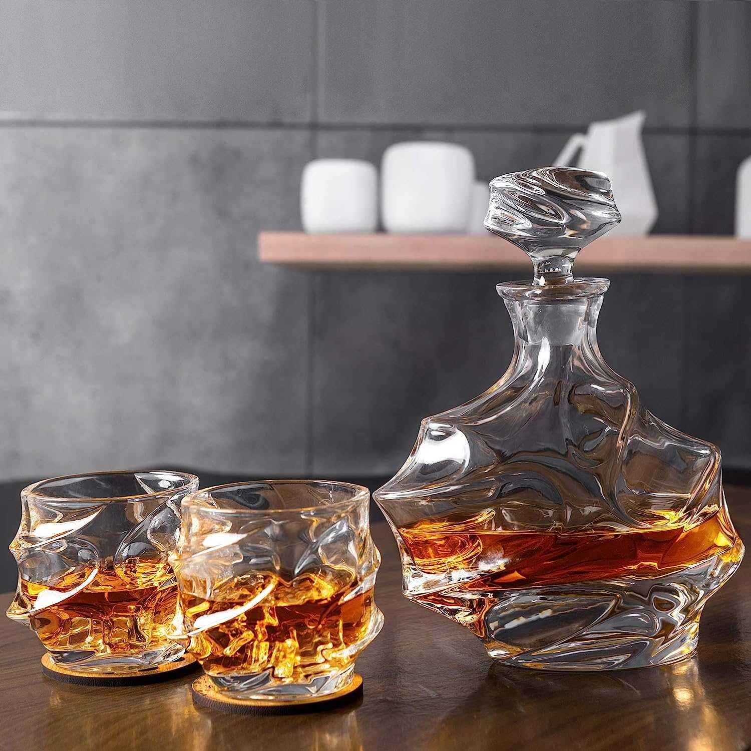 KANARS Zestaw Szklanki oraz Karafka do Whisky 750 ml  4×320 ml