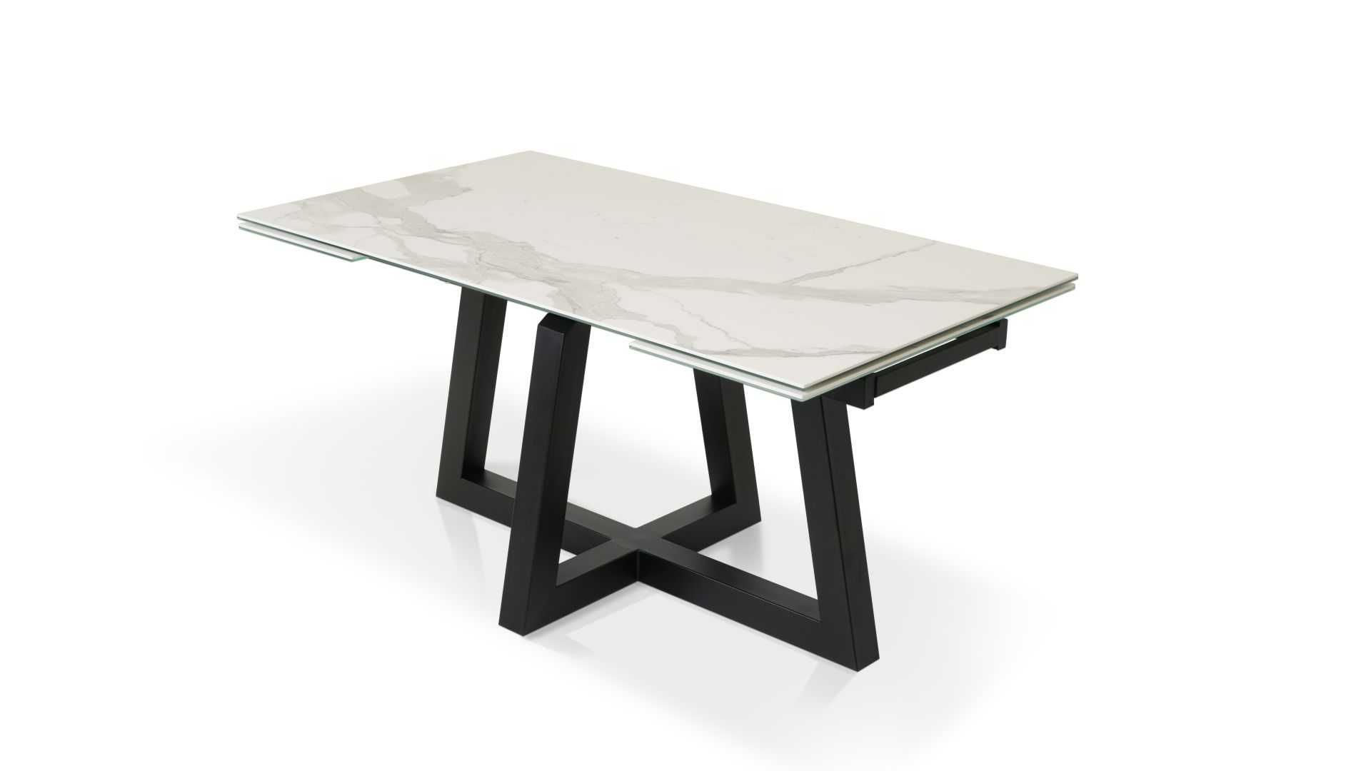 Stół Ikon spiek Statuario Venato mat 180 cm x 90 cm + 2 x 40 cm