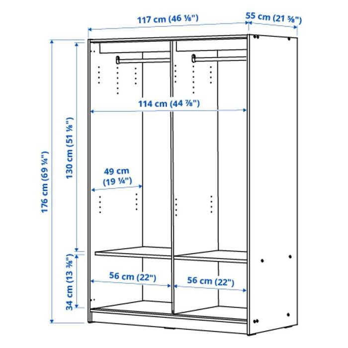 Ikea szafa podwójna biała z drzwiami przesuwnymi