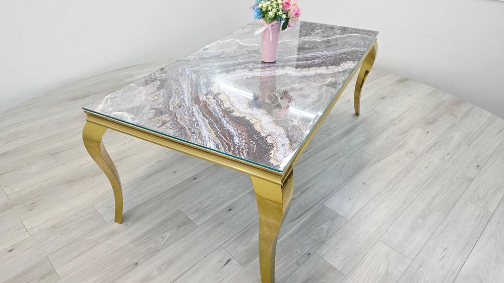 Stol Ludwik Gold 200x100 cm Dekor do wyboru
