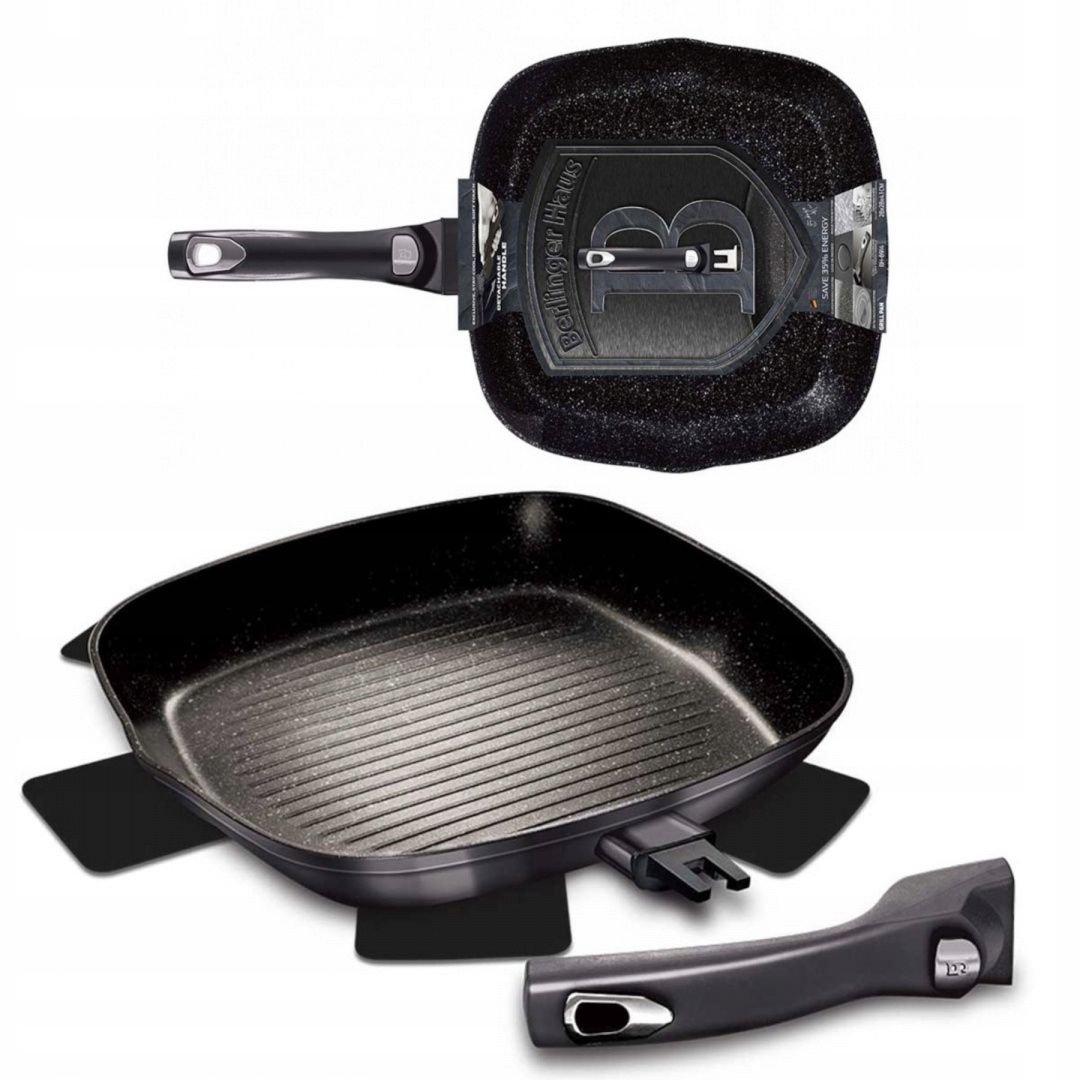 Patelnia grillowa Berlinger Haus Carbon Pro 28 cm granitowa