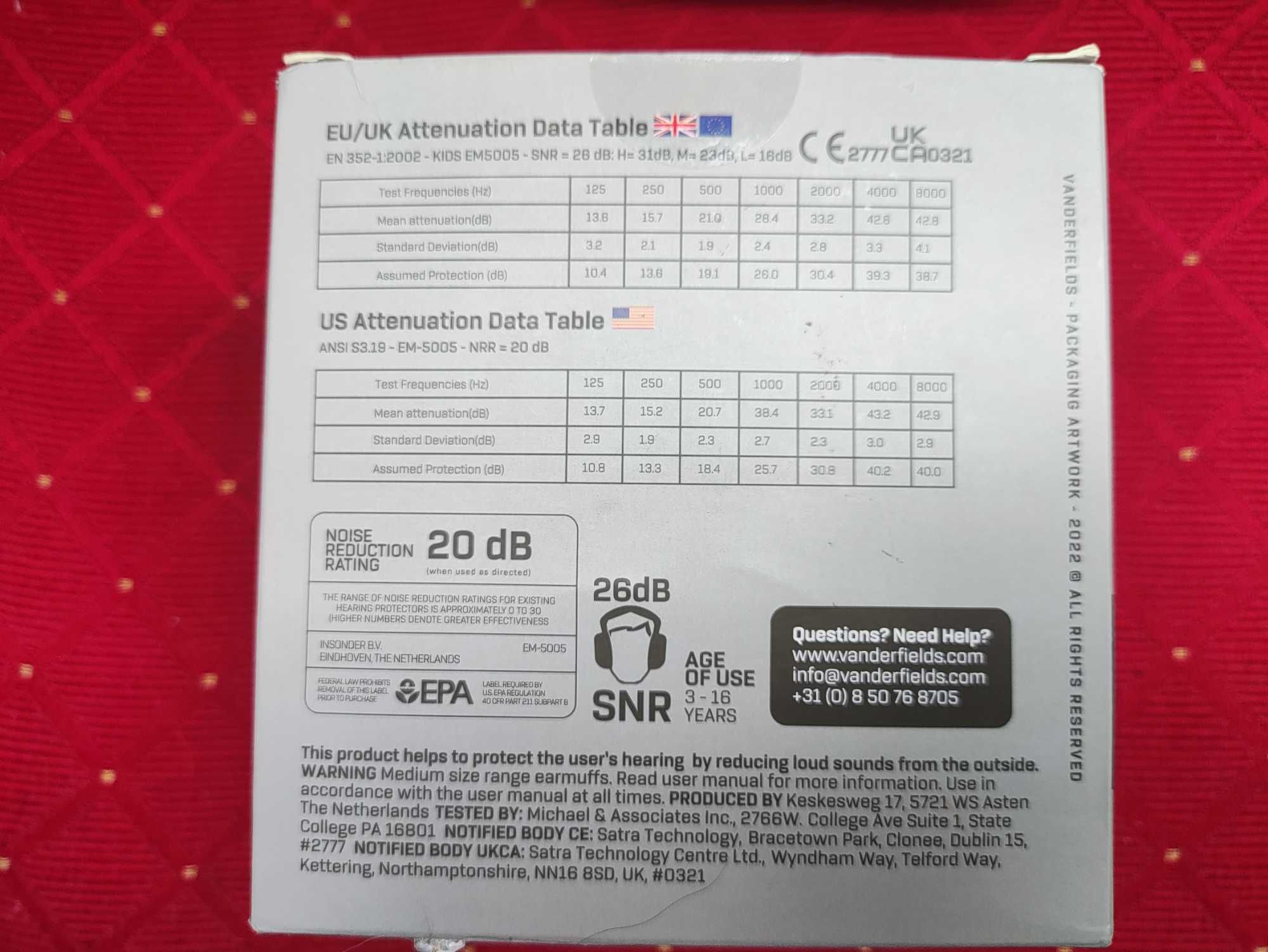 Słuchawki ochronne ochronniki słuchu Vanderfields przeciwhałasowe