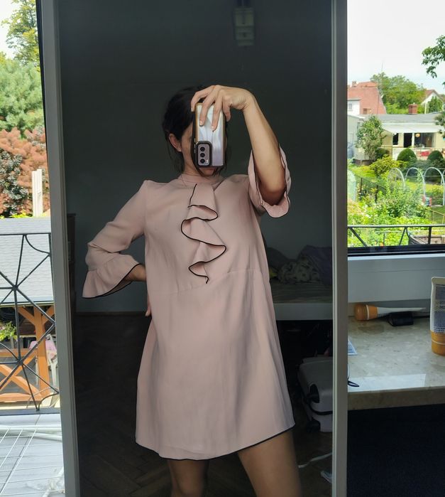 Zara różowa sukienka szeroka luźna S