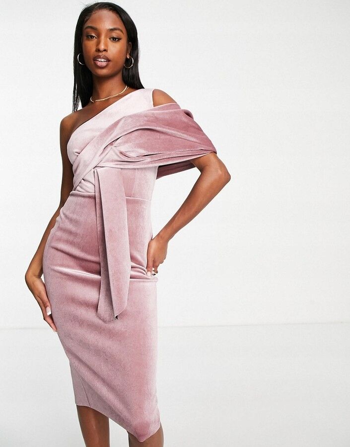 Asos Design 34 Xs Sukienka Welurowa Rose Tall J27838