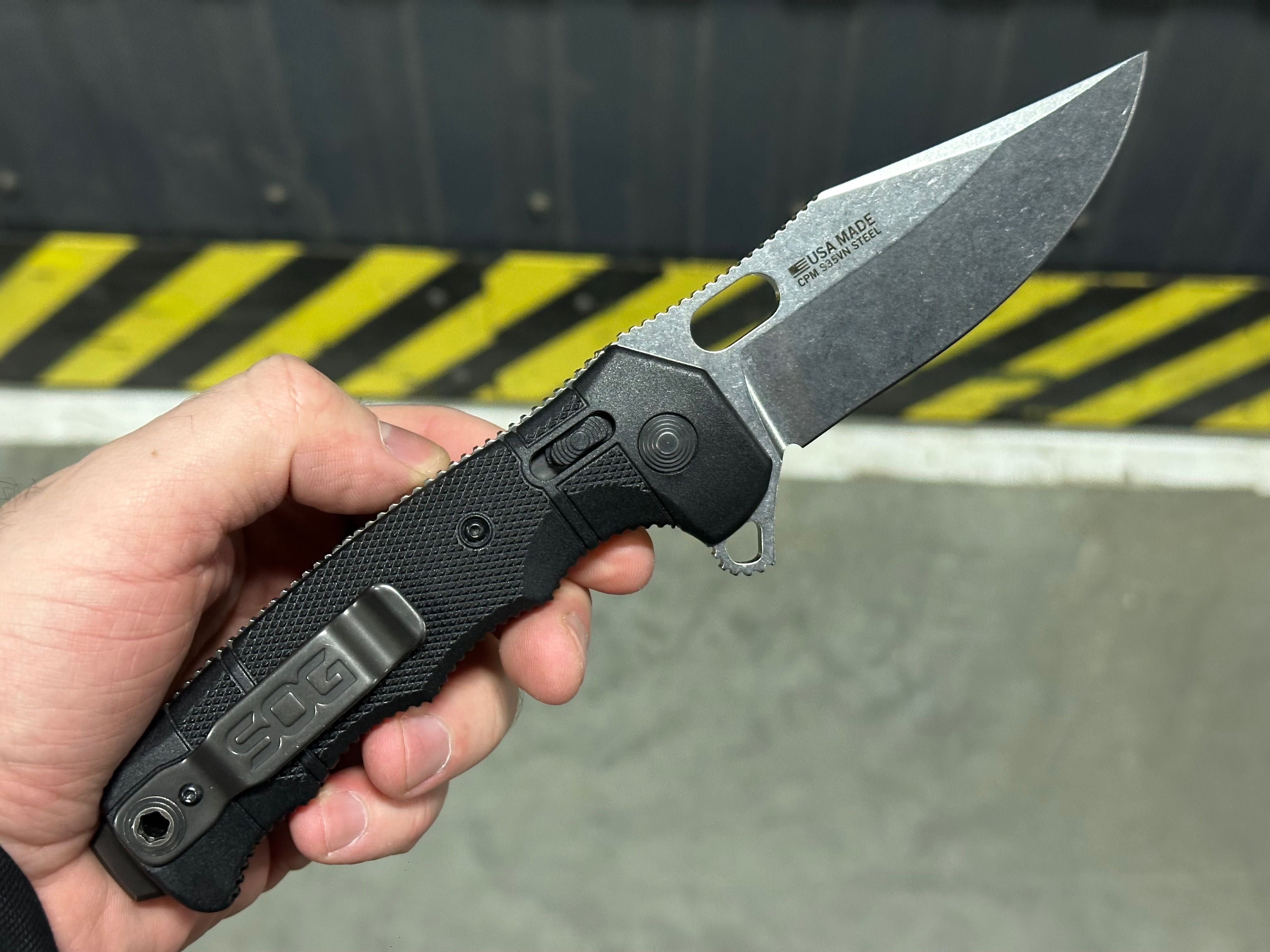 SOG Seal XR Flipper XR-Lock Knife Black GRN 3.9" Stonewash S35VN