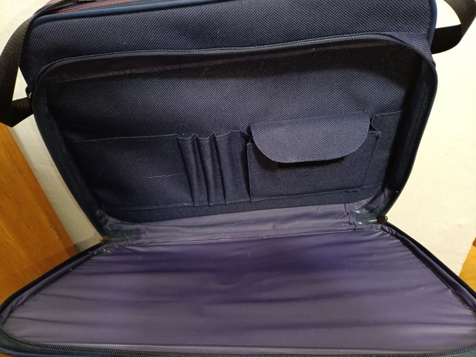 Валіза чоловіча фірмова PRESIDENT темносиня ділова ручна наплечний рем