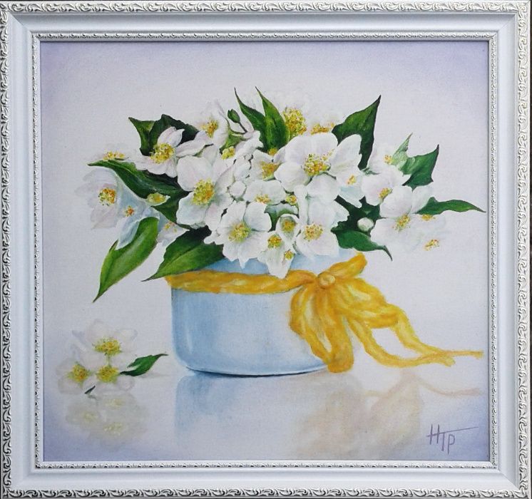 Картина маслом. Цветы. "Жасмин"