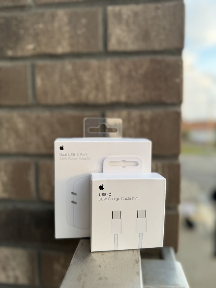 Zestaw Ladowarka 35W na 2 zlacza Usb-C + Kabel Usb -C USB-C 1 M 60W