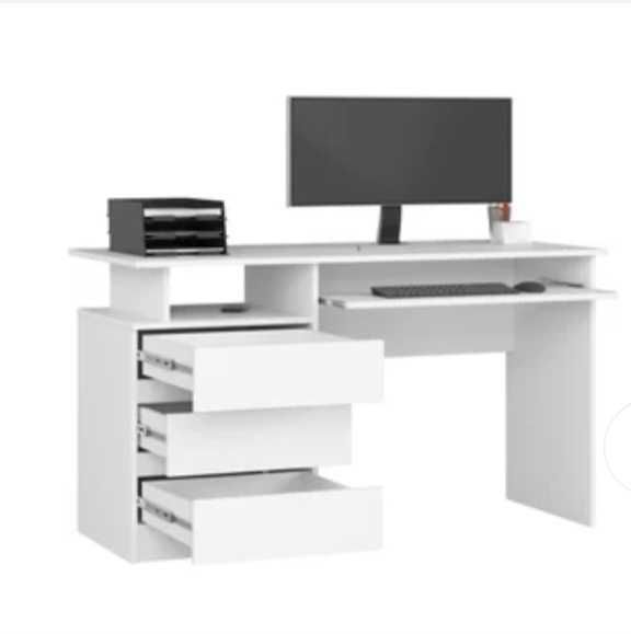 Biurko komputerowe wolnostojące białe