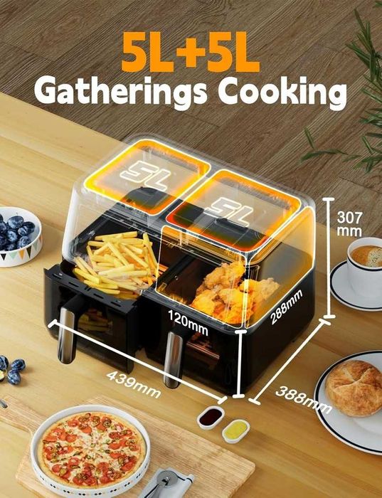 Frytkownica beztłusz Airfryer TOMANTO 10L, 2850W, 10 trybów, 200°C