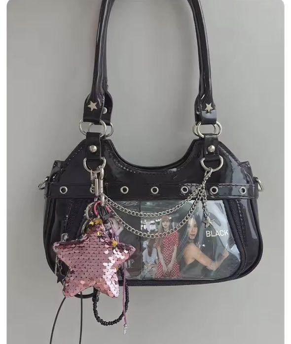 Сумка с цепочкой прозрачный карман 2 сторонняя ita bag Лолита готика