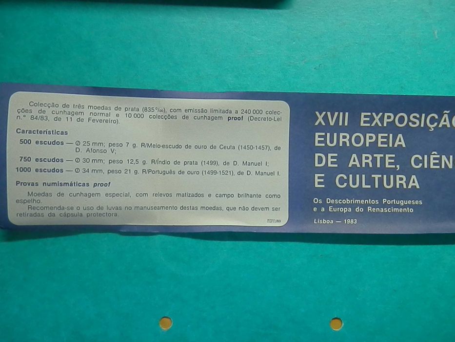 1327 - PROOF: 1983 XVII Exposição 500, 750 e 1.000$00 Ag., por 54,00