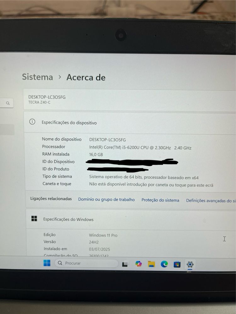Portátil Toshiba Z40 | i5, 16GB RAM, 128GB SSD | Rápido e Compacto
