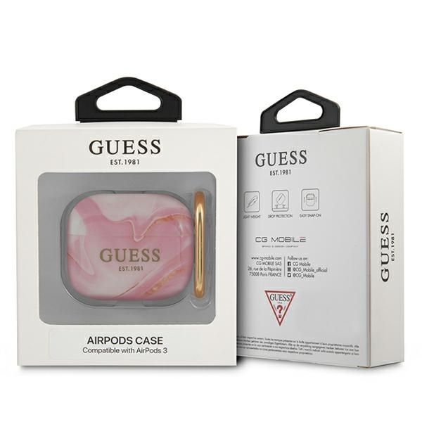 Etui Guess Gua3Unmp Do Airpods 3 Cover Różowy/Pink Marble Collection