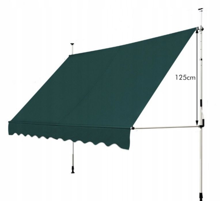 Markiza rozporowa 200 x 125 cm teleskopowa balkonowa zielona NP11537LS