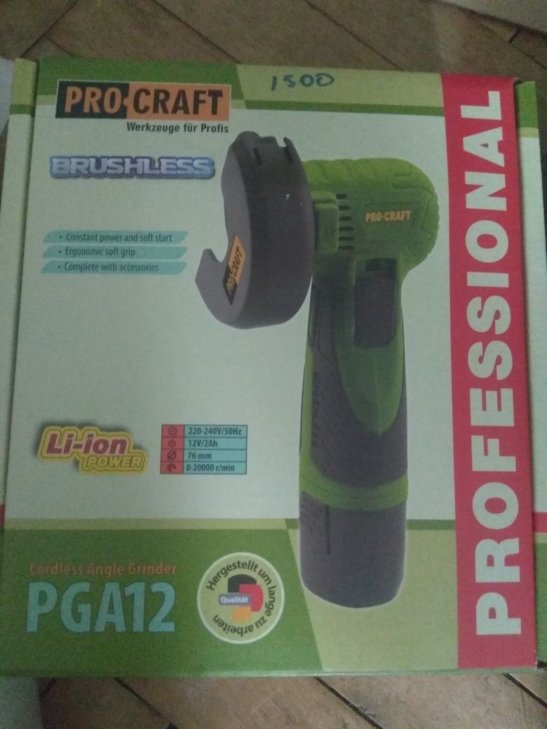 Мини ушм Procraft  PGA12 Нова бесщеточная