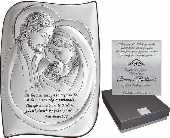 Srebrny Obrazek XXL z Grawerem Święta Rodzina Na Ślub Rocznicę