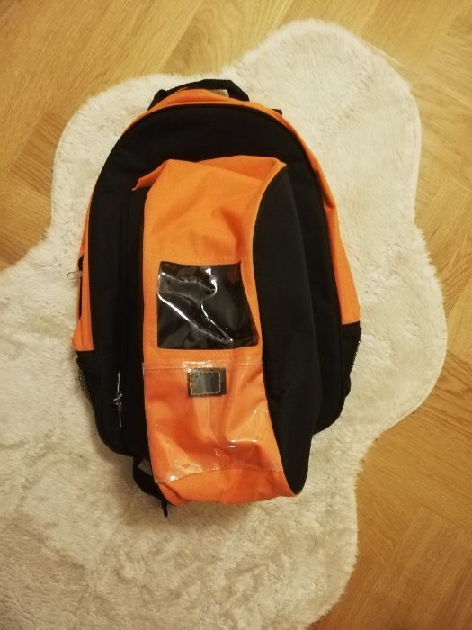 nowy plecak czarno-pomarańczowy oddychający