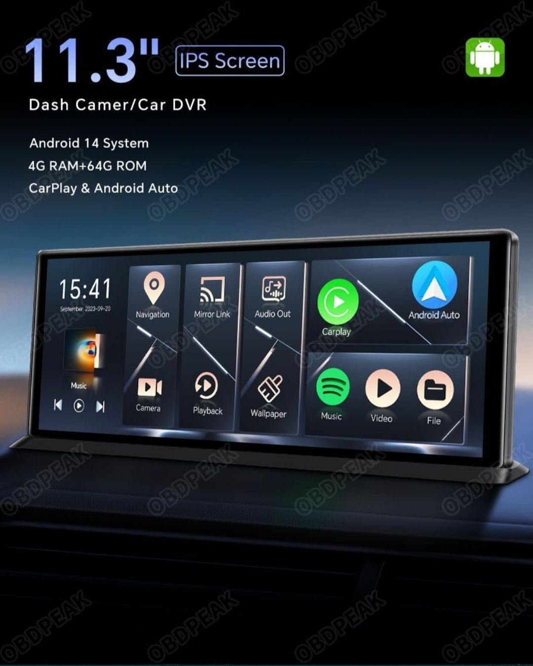 Obdpeek k60 pro Авто экран, Відеорегістратор, Carplay,  android 14