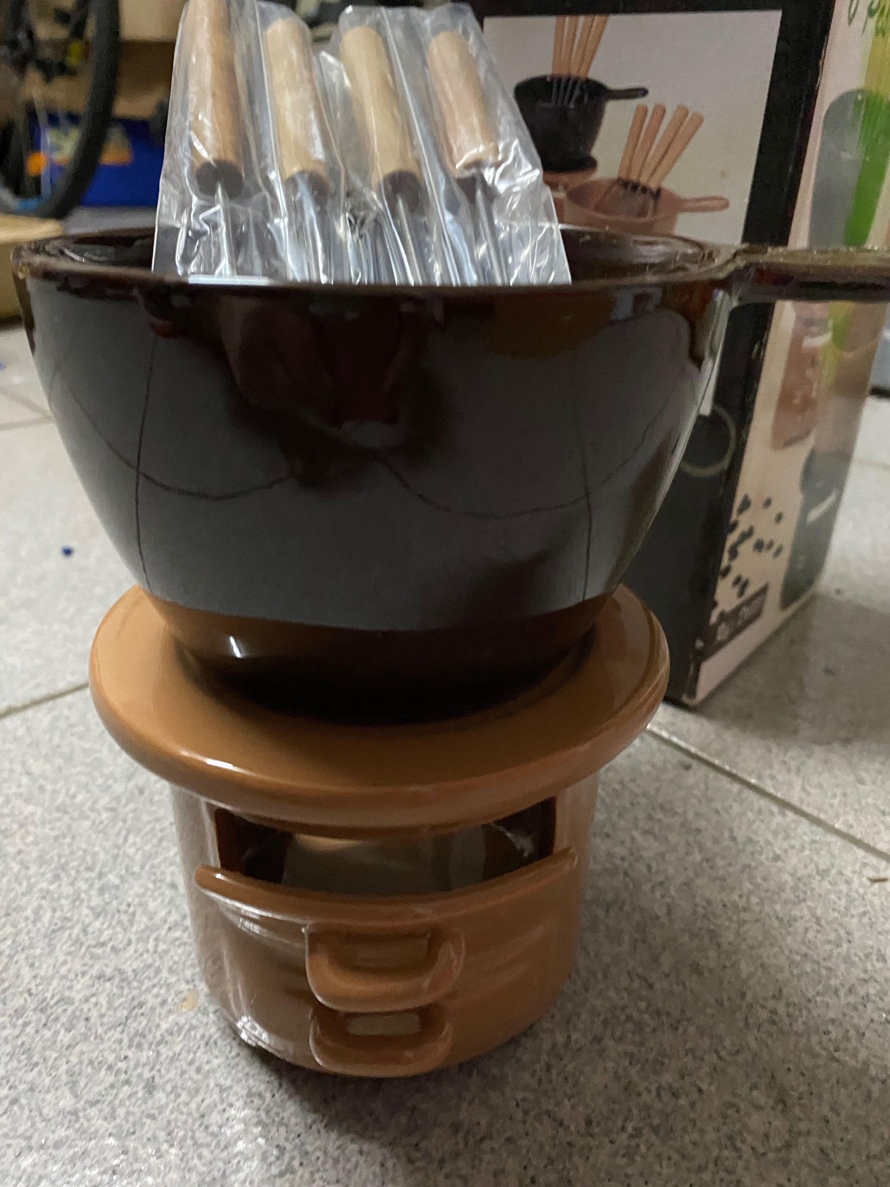 Conjunto cerâmica para Fondue de chocolate