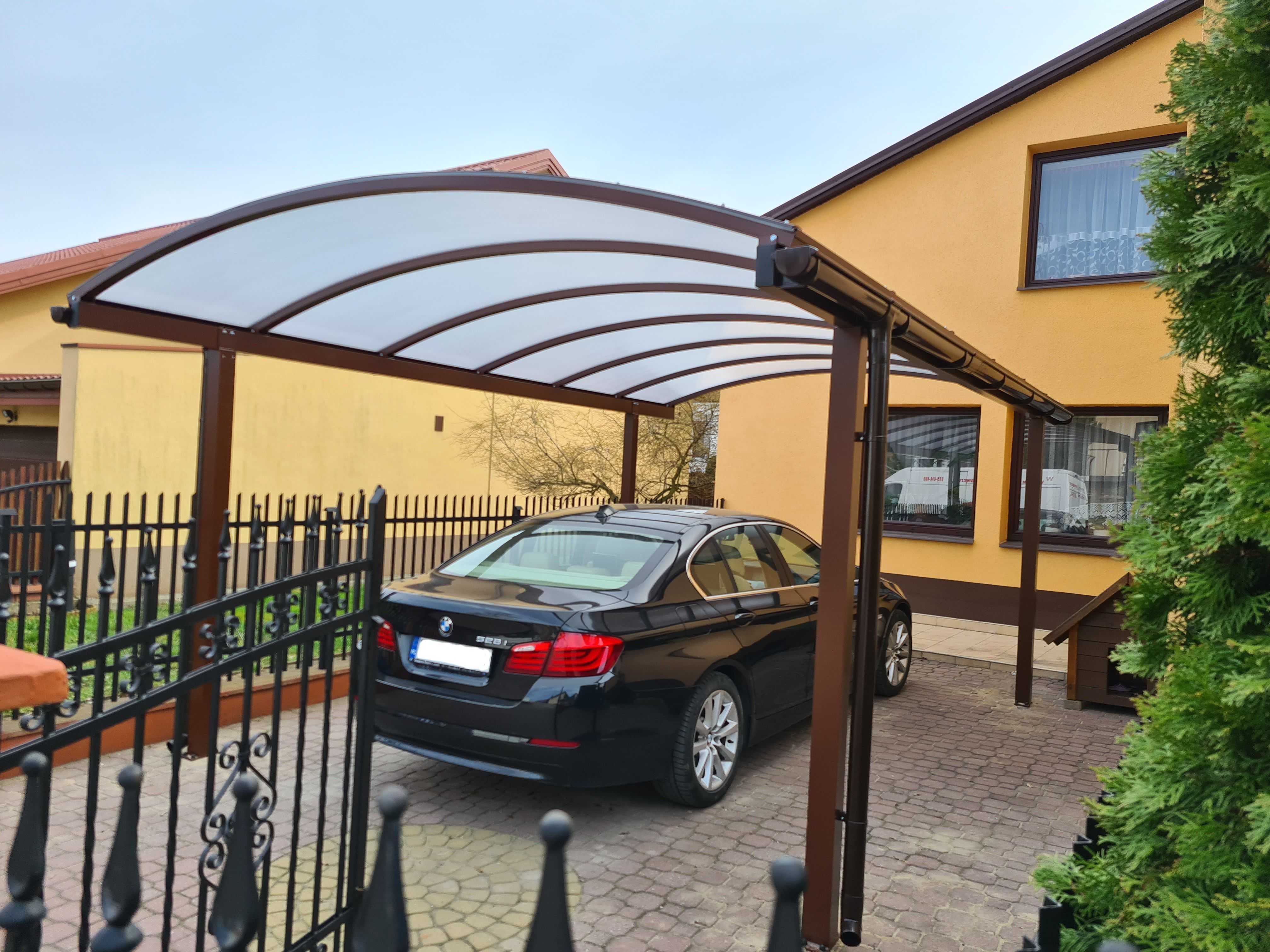 Wiata samochodowa na 1 samochód Aluminium poliwęglan antracyt