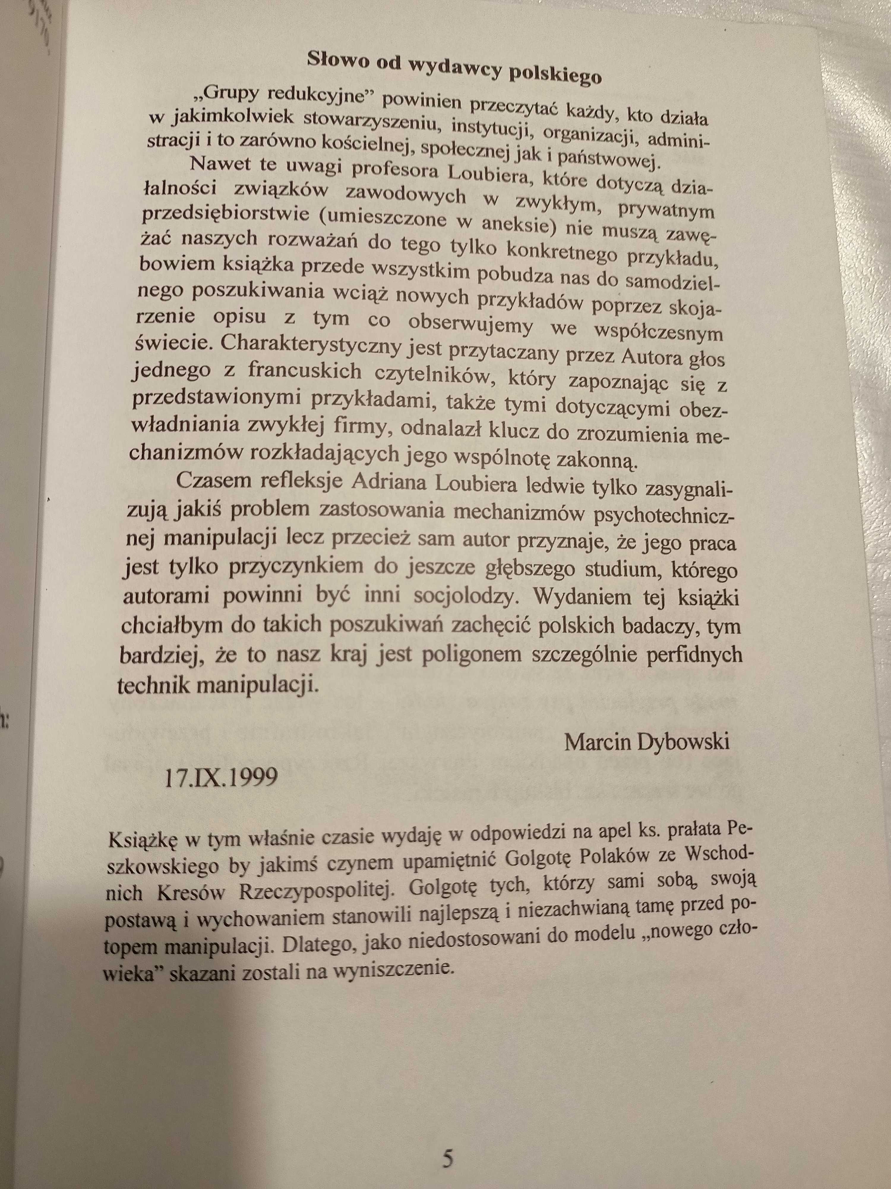 Grupy redukcyjne. Techniki manipulacji wewnątrz stowarzyszeń.A.Loubier