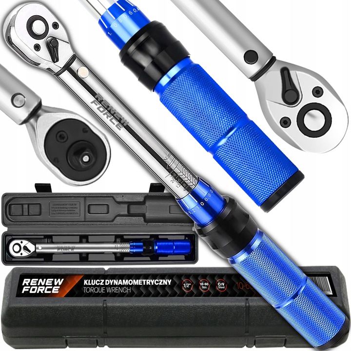 Mocny Klucz Dynamometryczny Z Blokadą Skala 1-2" 10-60nm Etui Wysoka J