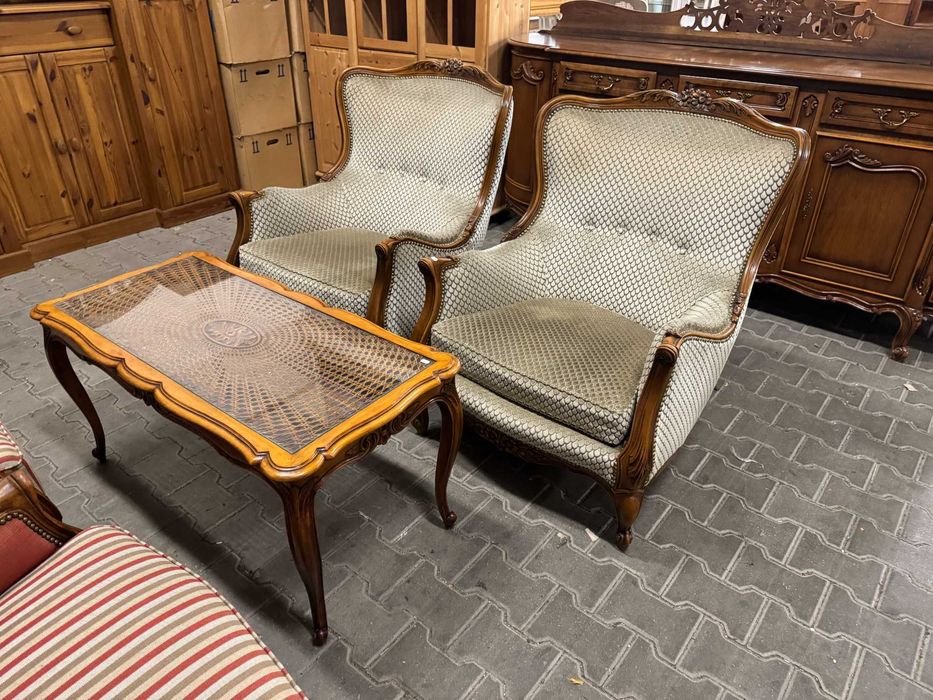 Fotele drewniane fotel Ludwik fotel uszak zestaw foteli opcje