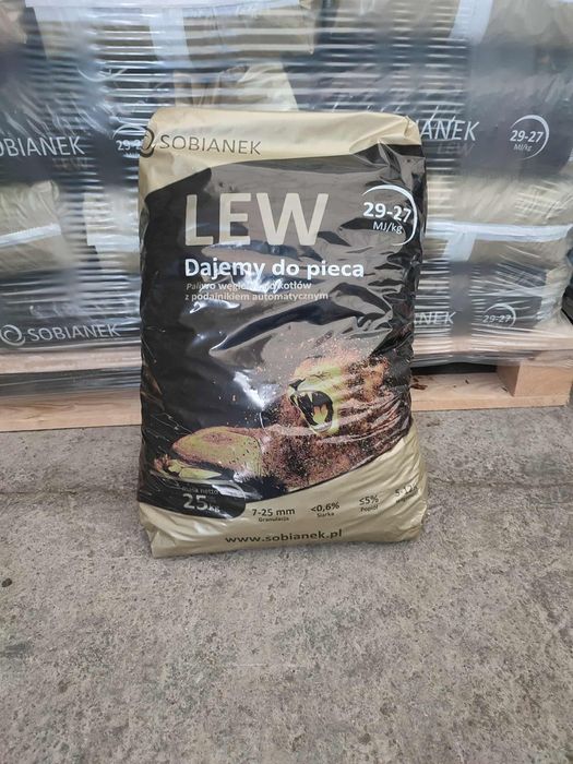 Węgiel Groszek Lew Sobianek Premium 27-29 MJ/kg - Wysoka Kaloryczność!