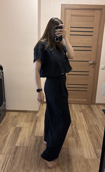 Чорні штани плацо zara