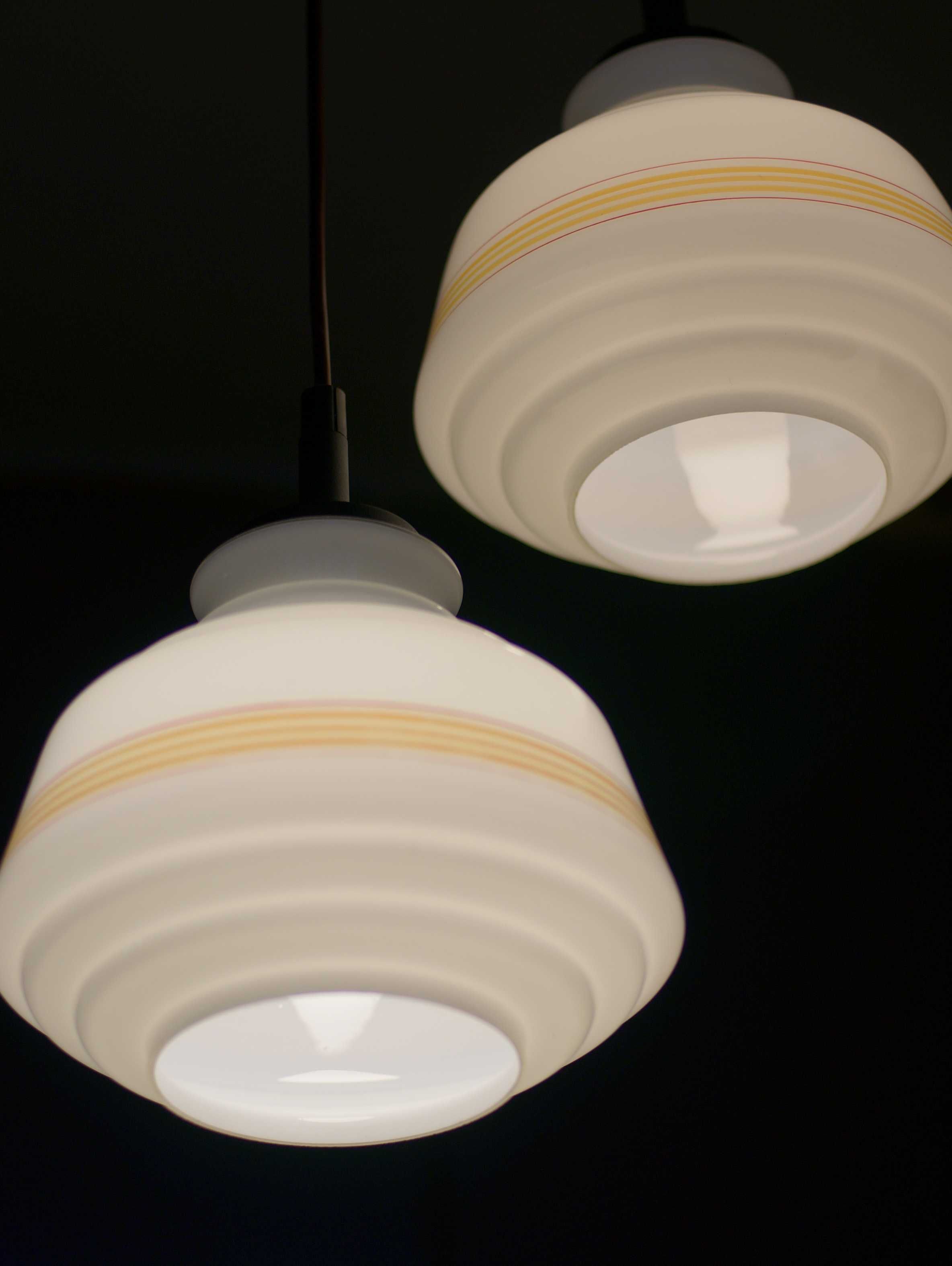 lampa wisząca lata 70, delam podwójny szklany klosz