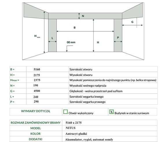 NOWA brama garażowa NITUS, antracyt gładki