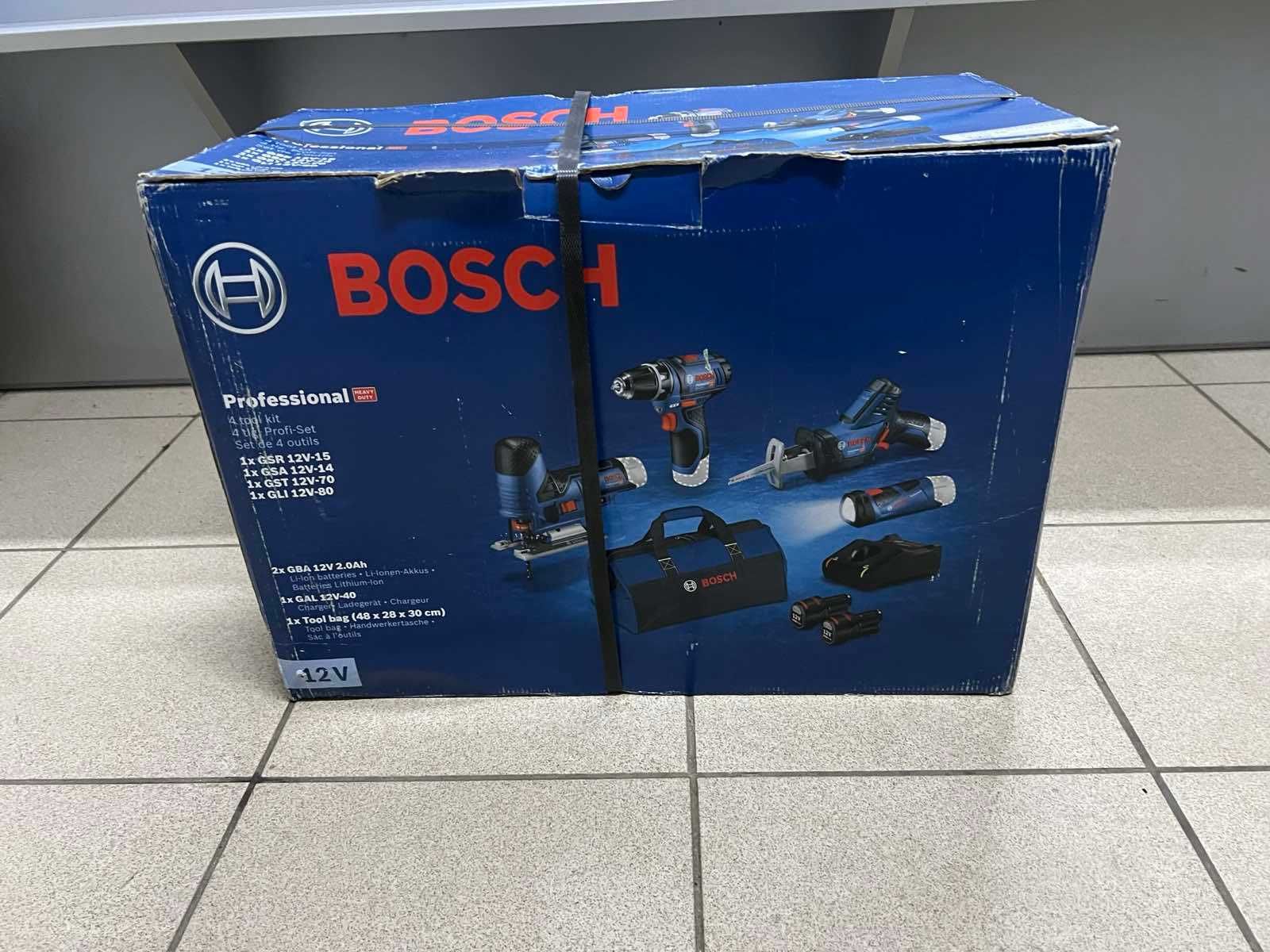 Набор Bosch 12В 4 GSR+GSA+GST+GLI+2 аккумулятора и зарядка 0615990M06