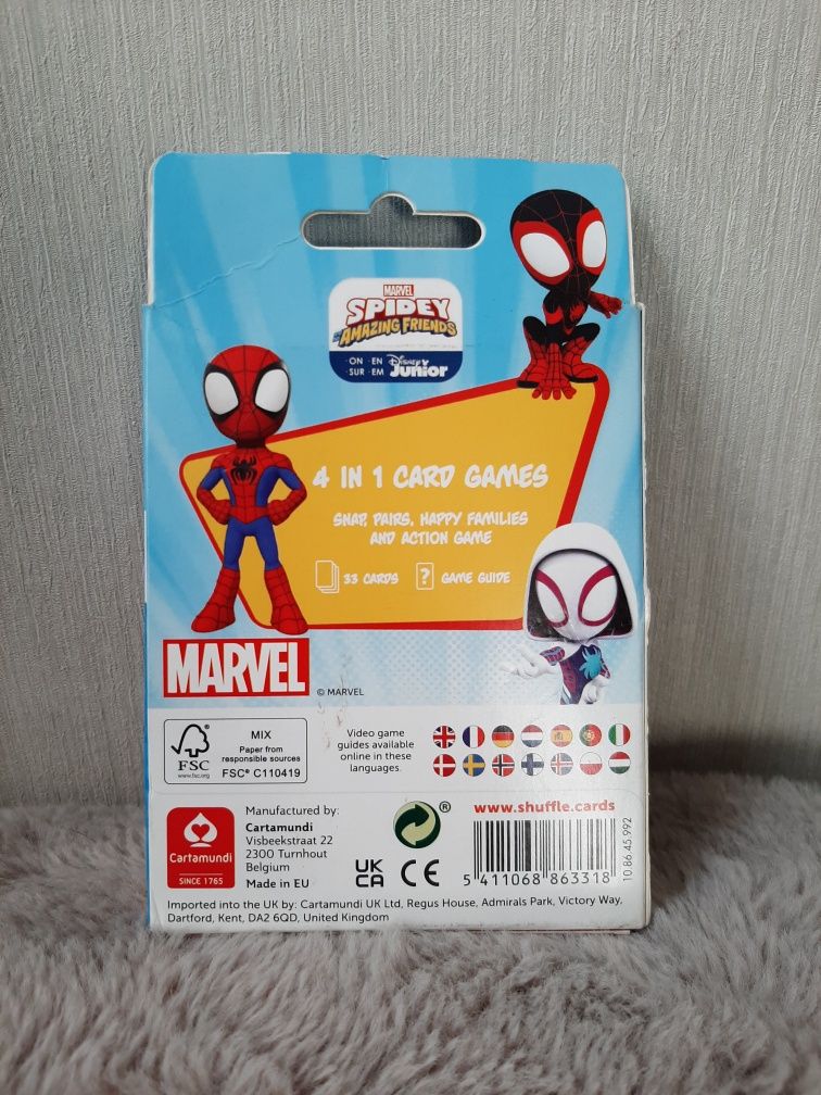 Gra dla dzieci Marvel Spidey Disney junior shuffle Spiderman karty