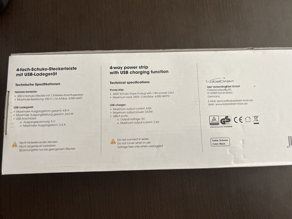 Extenção de 4 tomadas interruptor e 3 USB