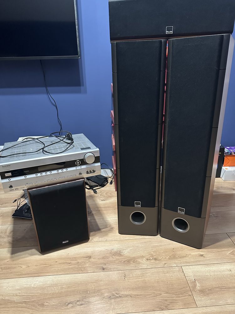 Zestaw glosnikow z amplitunerem Maudio, magnat, onkyo
