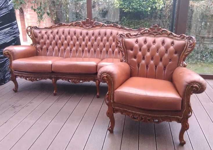 диван комплект  честерфілд людовік барокко шкіра chesterfield