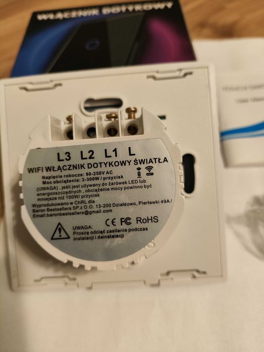 Włącznik dotykowy światła WIFI podwójny Biały