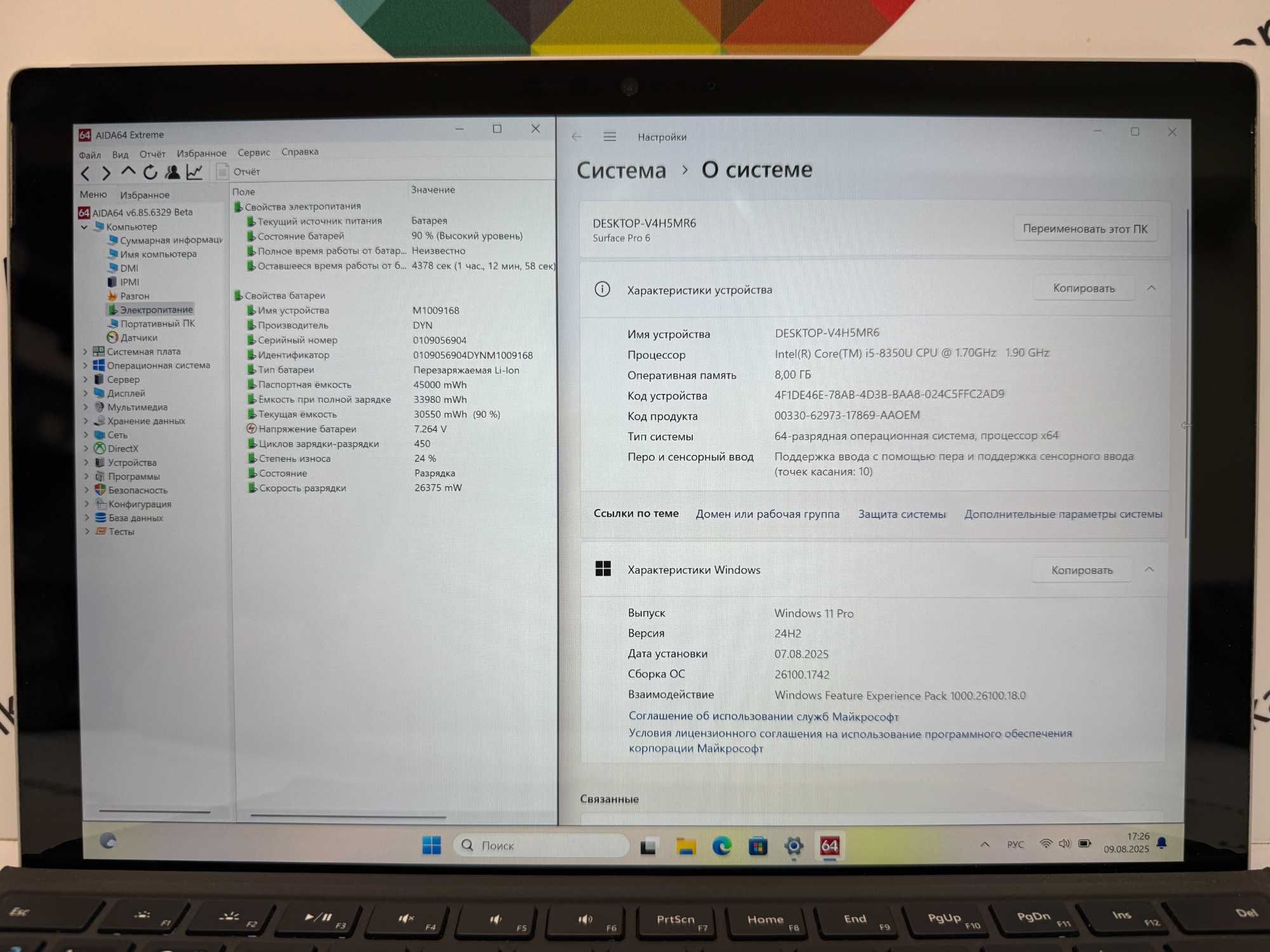 Ноутбук планшет Microsoft Surface Pro 6 12,3" 2K/i5-8350u/8 RAM/256