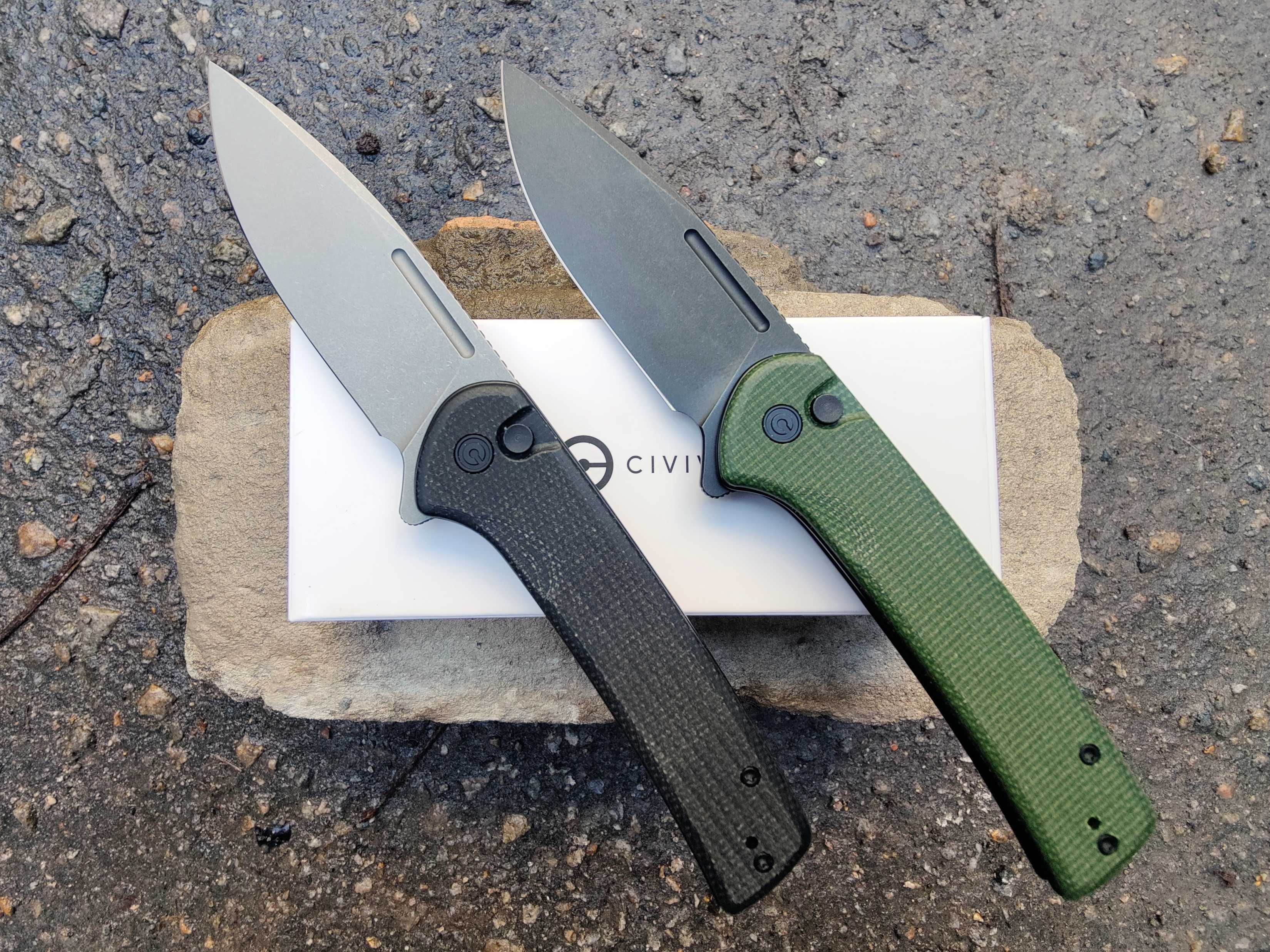 Складной нож CIVIVI Conspirator Button Lock Green/Black Micarta