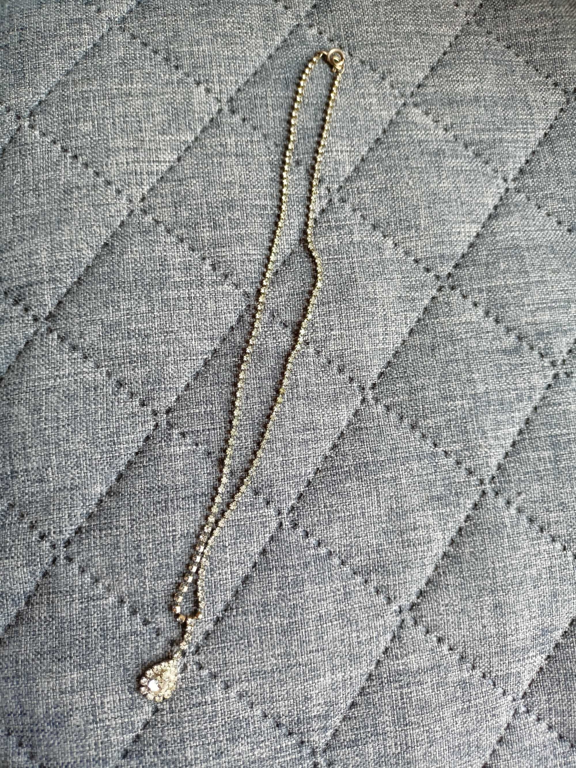 Naszyjnik Vintage Jablonex cyrkonie PRL delikatny