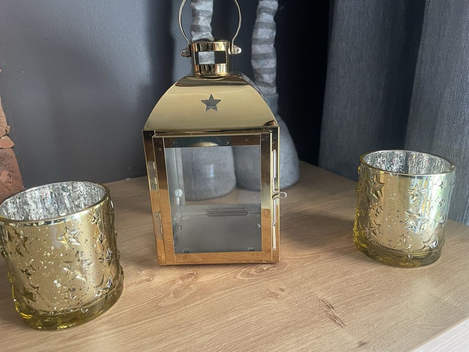 Glamour zloty lampion i swieczniki home you