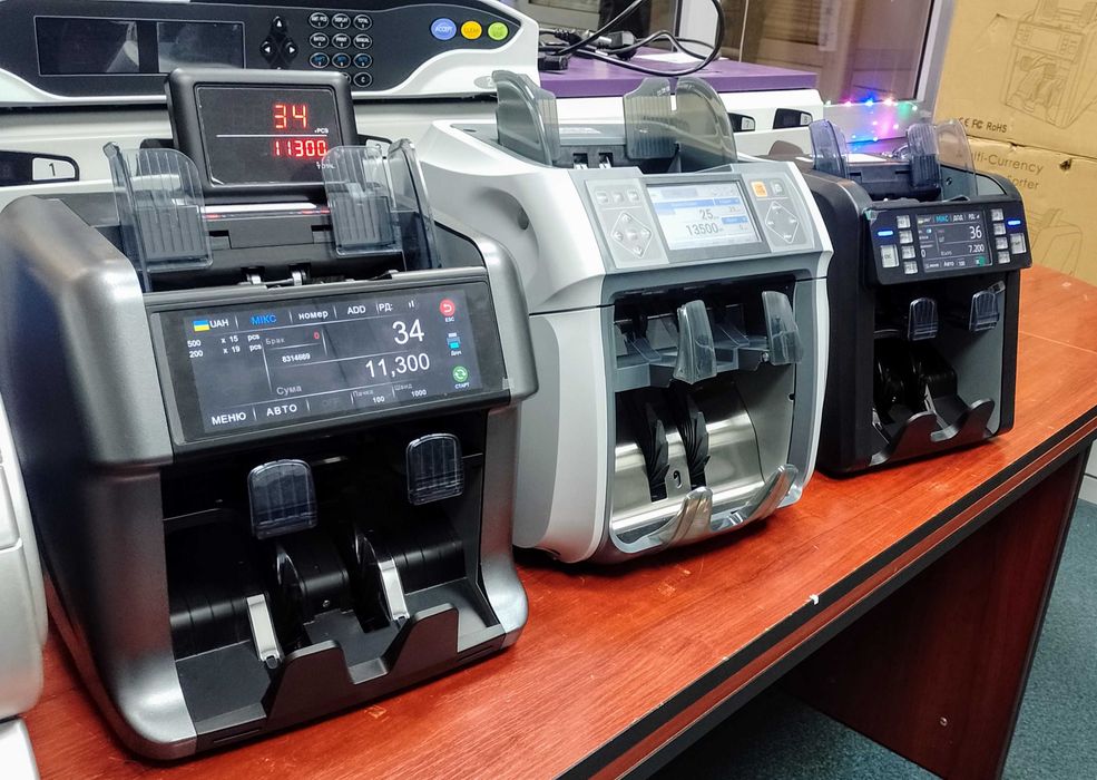 Лічильник банкнот, сортувальник для грошей, детектори валют, аксесуари