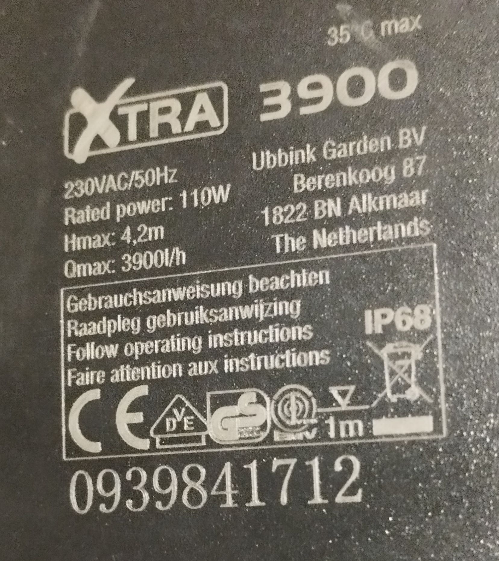 Насос фонтанный , Xtra 3900. Германия.