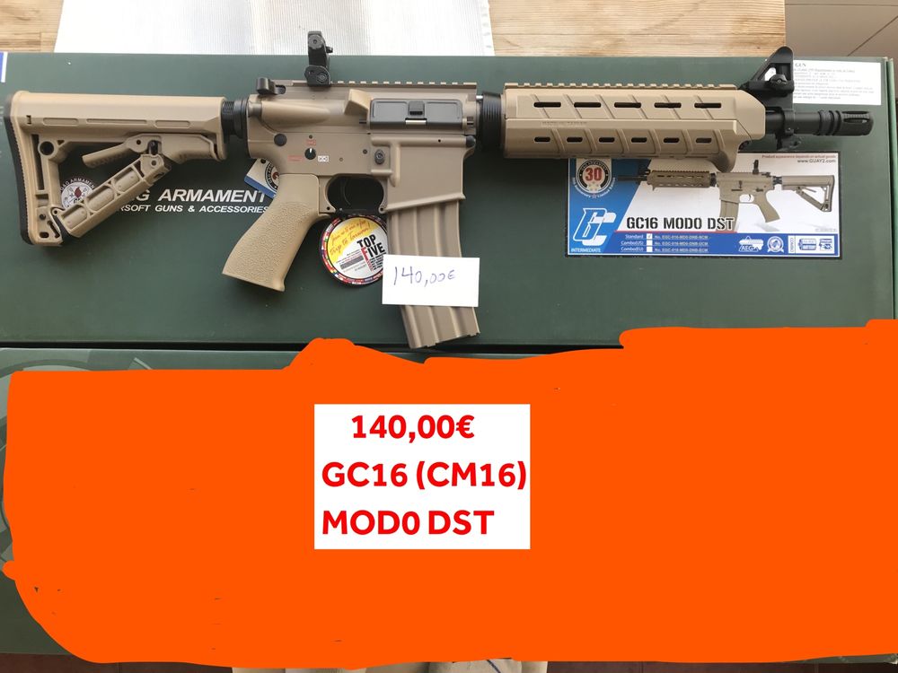 Fuzil Eléctrico M4 Airsoft marca G&G modelo CM15 KR-CQB + CM16 MOD0 G&G ED LIM