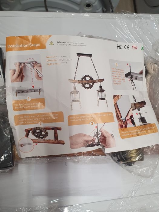 Candeeiro pendente rustico em madeira -IRON WOOD