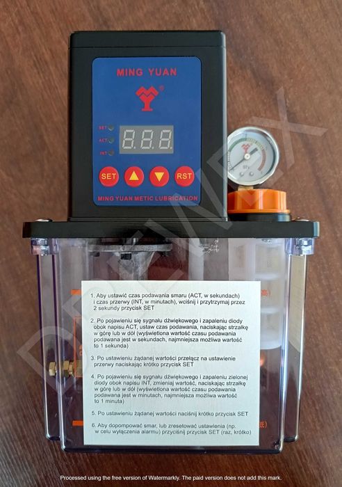 Automatyczna pompa centralnego smarowania poj.1,5l lub 3l do strugarki