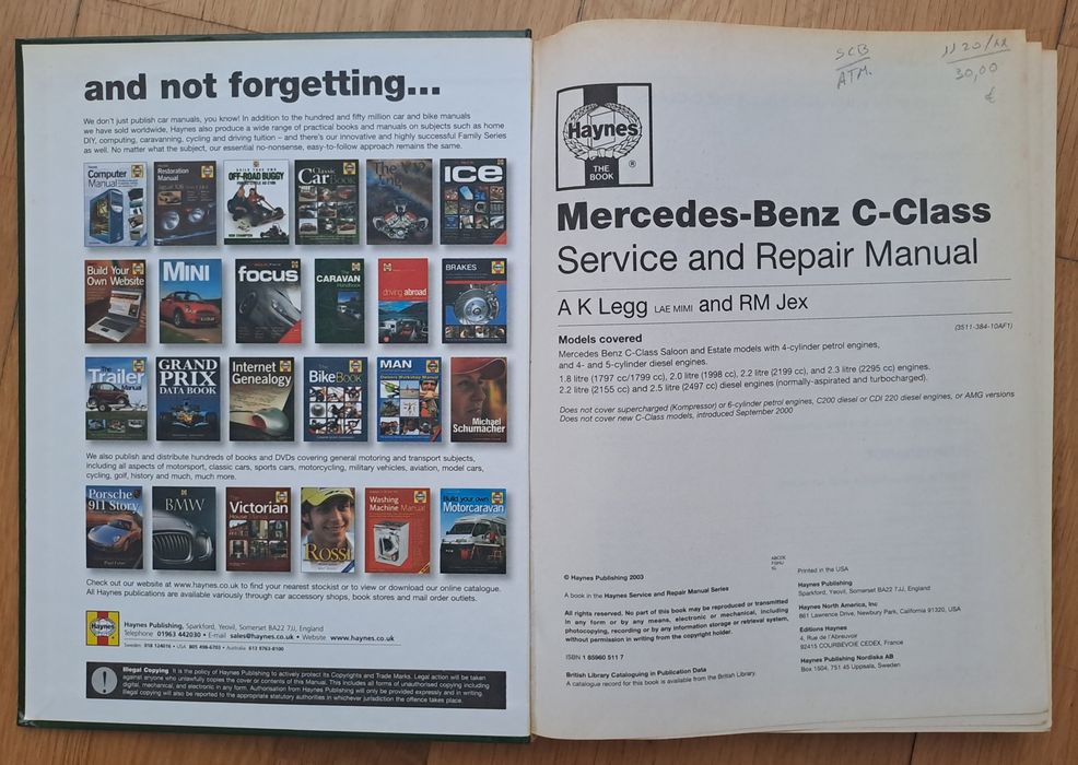 Manual Técnico MERCEDES-BENZ C-Classe - NOVO!