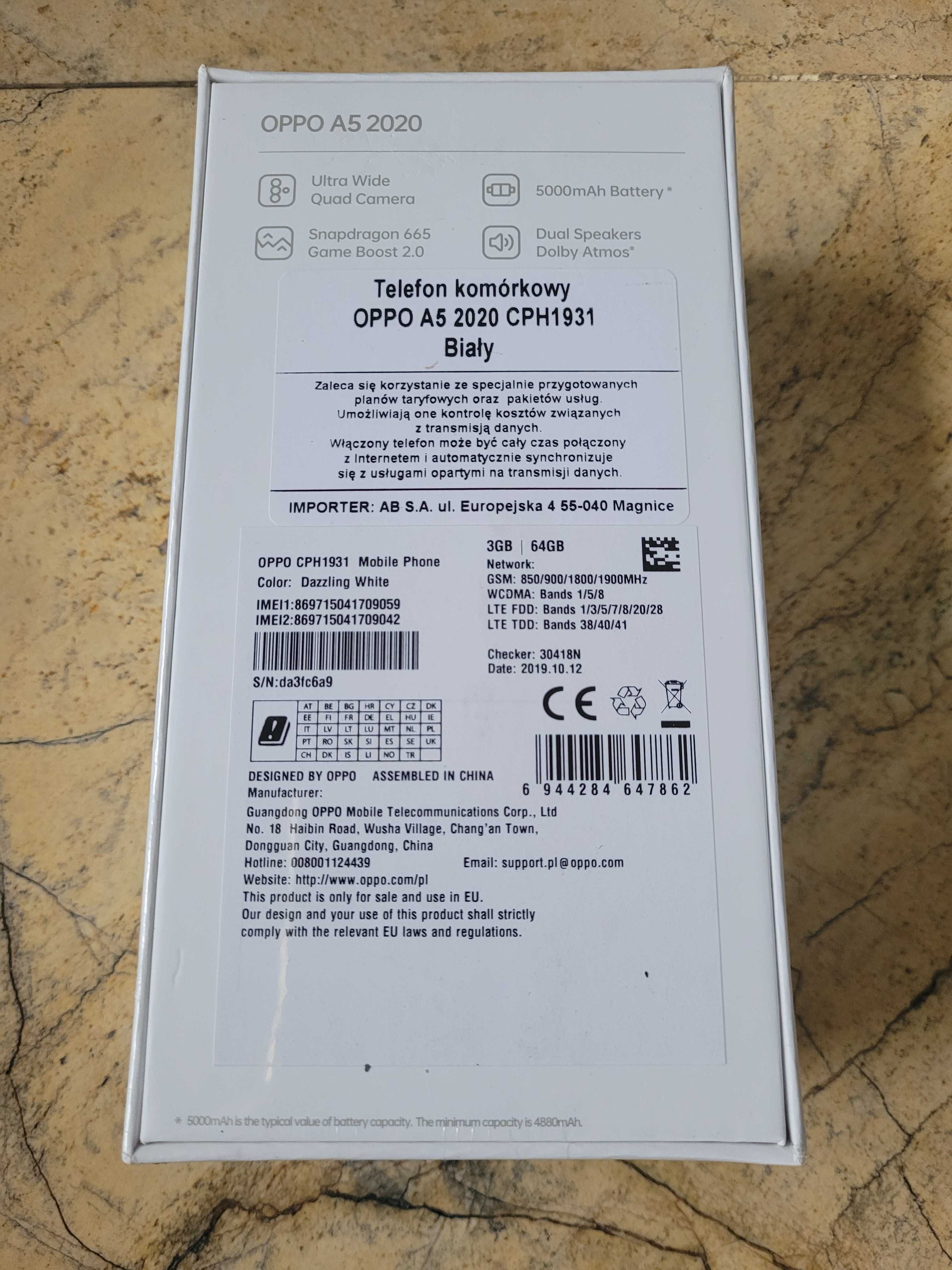 OPPO A5 2020 3GB RAM/64 GB N-O-W-Y
